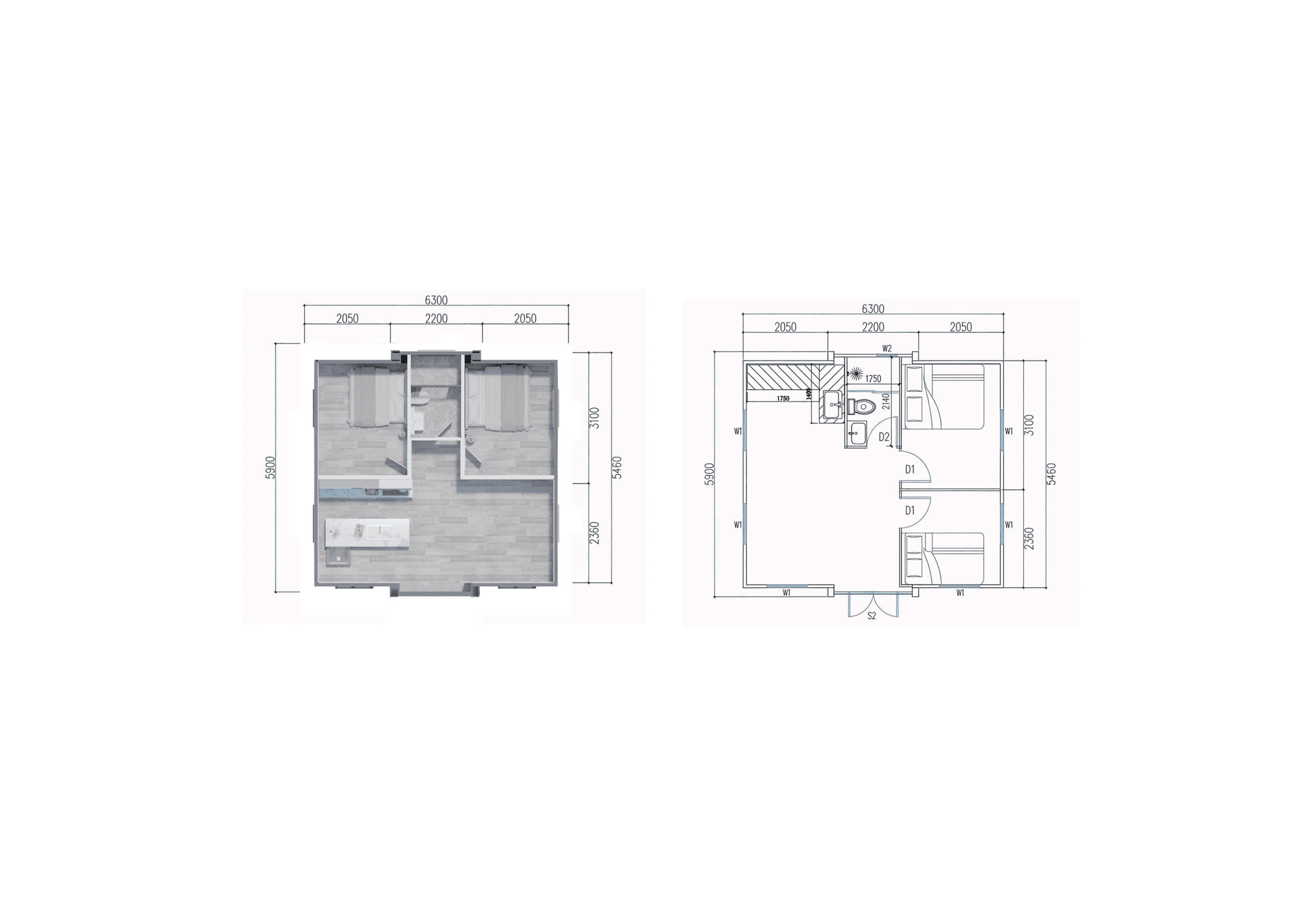 20ft Double-Wing Folding Home floor plan
