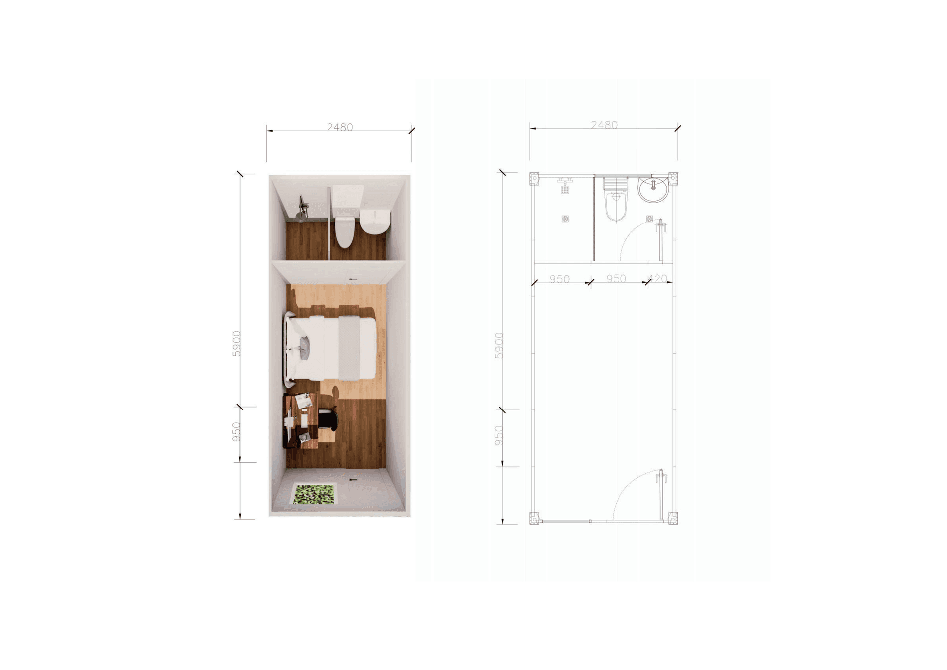 X-type Container House floor plan